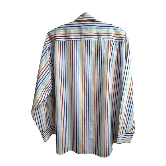 Robert Talbott Carmel White Striped Hidden Button Collar Shirt - Picture 10 of 11